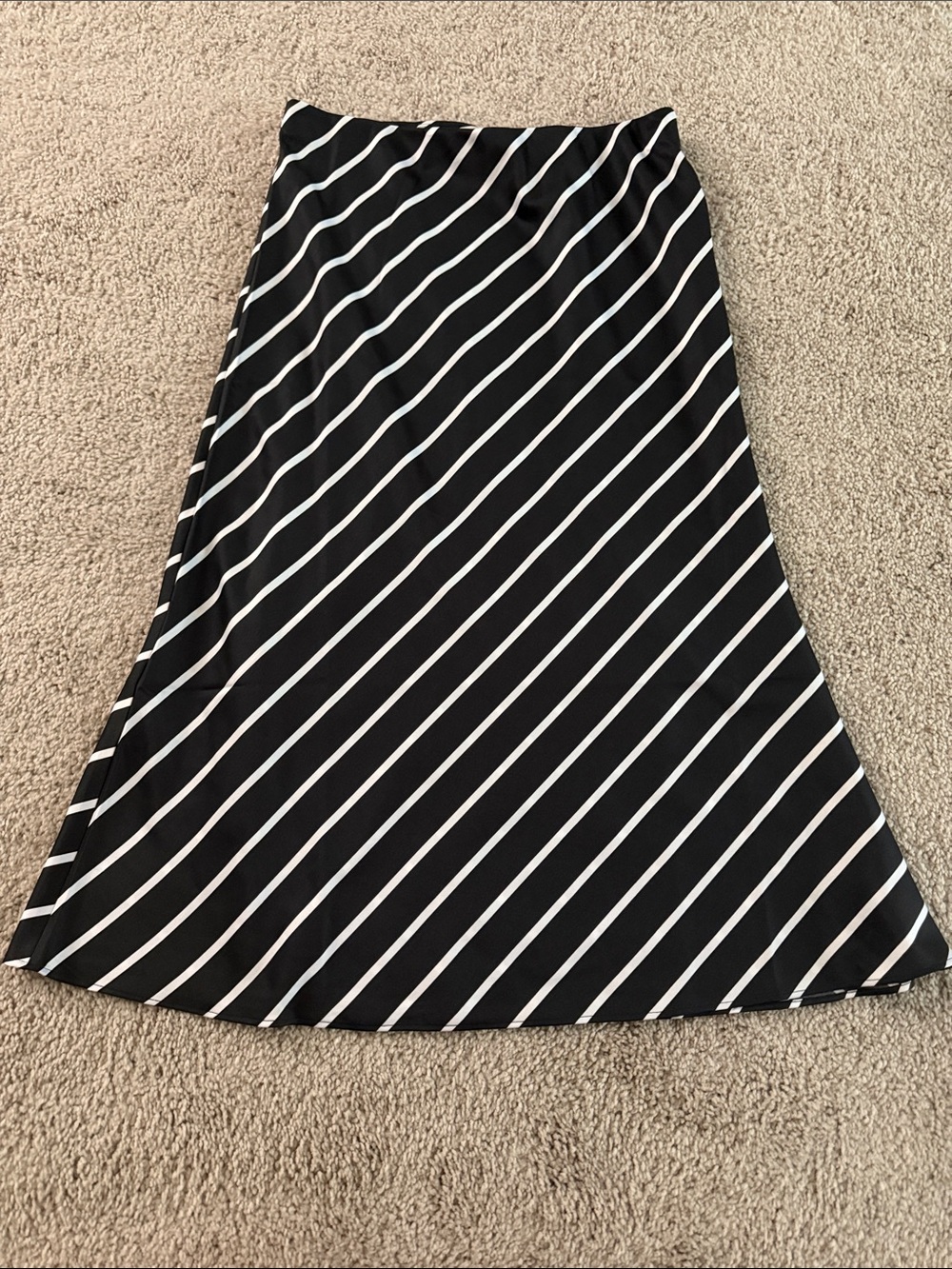 LOFT Black and White Diagonal Stripe A-Line Skirt
